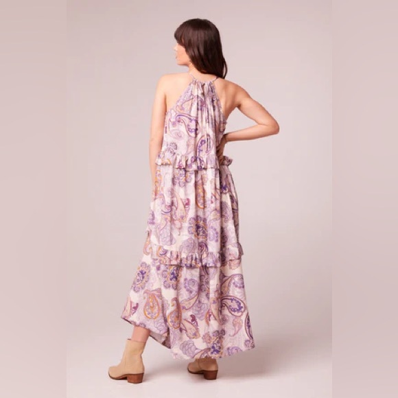 NWT Band Of The Free LILIANE PURPLE PAISLEY TIERED MAXI DRESS Bohemian Ruffled - Picture 4 of 6